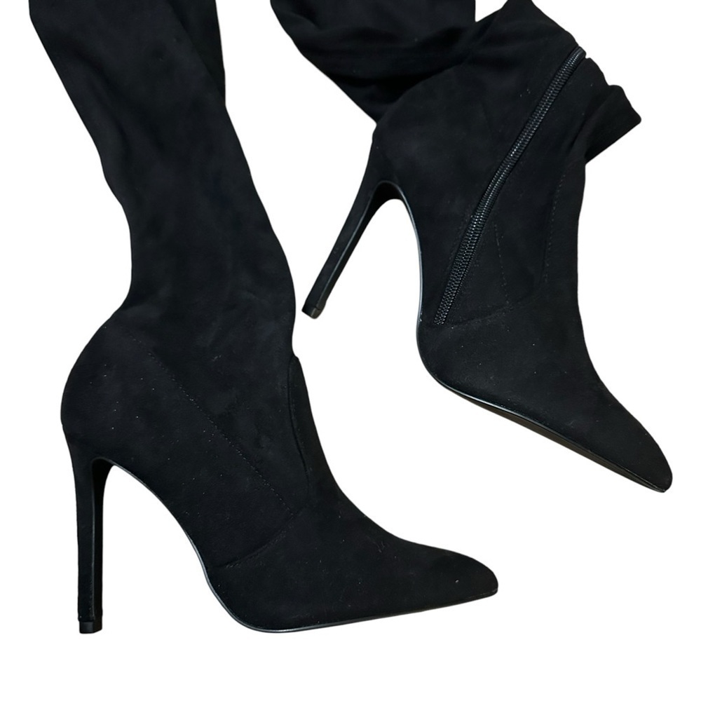 Call It Spring Over The Knee Stretch Shaft Pointed Toe Stiletto Heel Suede Boots - Picture 4 of 7